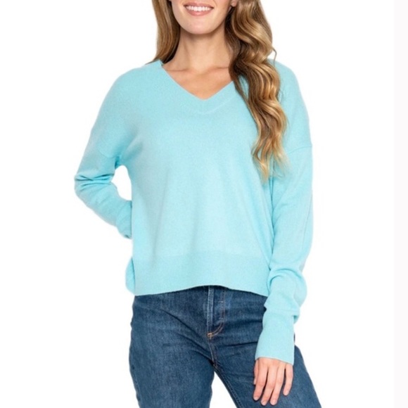 Cashmere Charter Club | Women’s turquoise v-neck long sleeve sweater, size L - Picture 13 of 13